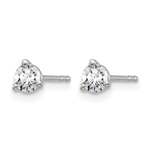 Rhodium-Plated True Origin 14K White Gold 0.329ct Lab-Grown Diamond Round Three Prong Heavy Weight Stud Earrings, 4 mm - View 2