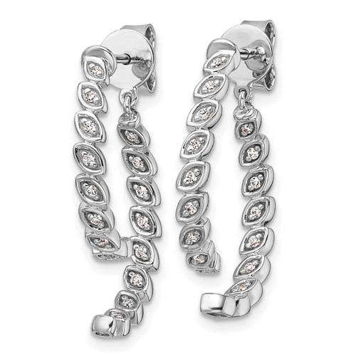 Rhodium-Plated 14K White Gold Polished 0.208ct Diamond Front and Back Dangle Earrings, 30 mm - View 2