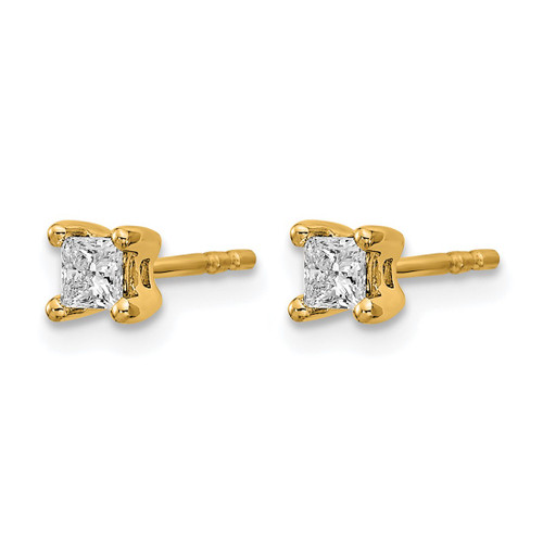 14K Yellow Gold 0.296ct Lab-Grown Diamond Princess Four Prong Stud Earrings, 2.9 mm - EM1018-033-LD - View 2