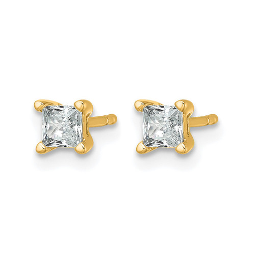 14K Yellow Gold 0.5ct Lab-Grown Diamond Princess Four Prong Stud Earrings, 3.5 mm - EM1018-050-LG - View 2