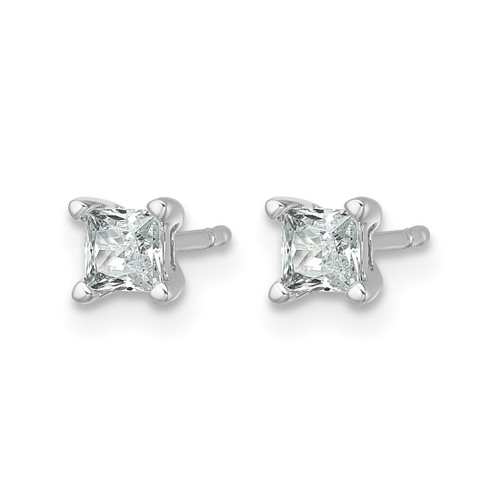 Rhodium-Plated 14K White Gold 0.5ct Lab-Grown Diamond Princess Four Prong Stud Earrings, 3.5 mm - EM1018-050C-WLG - View 2