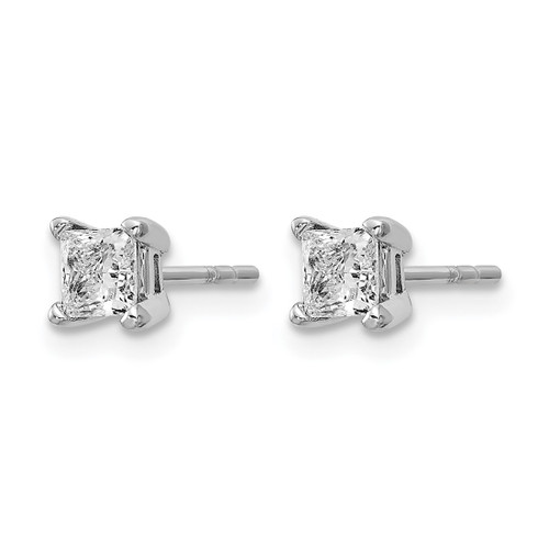 Rhodium-Plated 14K White Gold 0.615ct Lab-Grown Diamond Princess Four Prong Stud Earrings, 3.7 mm - EM1018-066-WLD - View 2