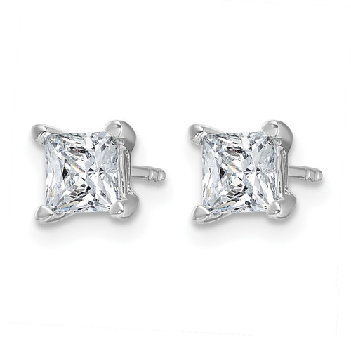 Rhodium-Plated 14K White Gold 1.518ct Lab-Grown Diamond Princess Four Prong Stud Earrings, 5 mm - EM1018-150-WLG - View 2