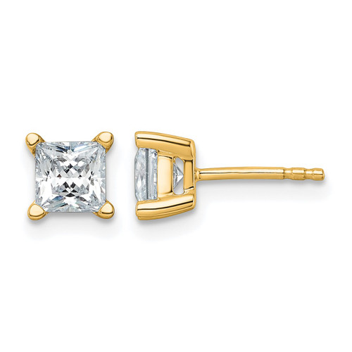 14K Yellow Gold 1.518ct Lab-Grown Diamond Princess Four Prong Stud Earrings, 5 mm - EM1018-150C-LG