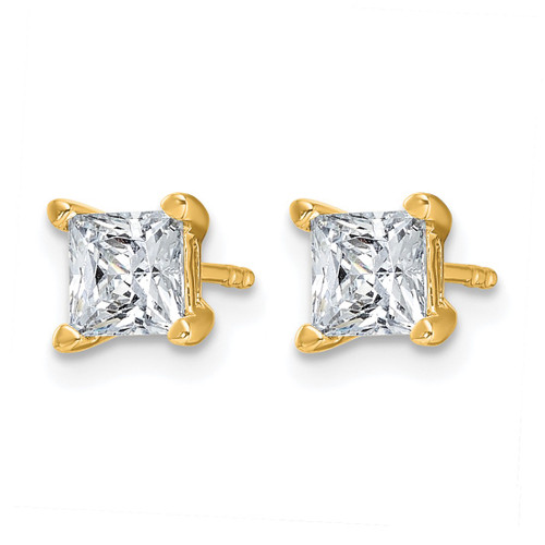 14K Yellow Gold 1.518ct Lab-Grown Diamond Princess Four Prong Stud Earrings, 5 mm - EM1018-150C-LG - View 2
