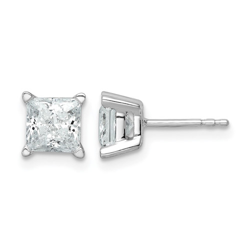 Rhodium-Plated 14K White Gold 2.02ct Lab-Grown Diamond Princess Four Prong Stud Earrings, 5.5 mm - EM1018-200-WLD