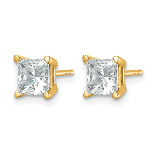 14K Yellow Gold 2.02ct Lab-Grown Diamond Princess Four Prong Stud Earrings, 5.5 mm - EM1018-200C-LG - View 2