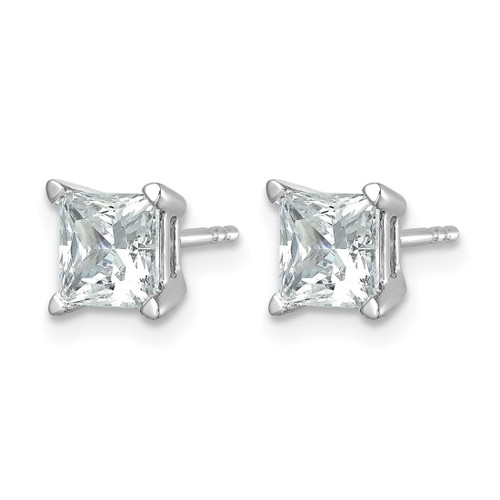 Rhodium-Plated 14K White Gold 2.02ct Lab-Grown Diamond Princess Four Prong Stud Earrings, 5.5 mm - EM1018-200C-WLD - View 2