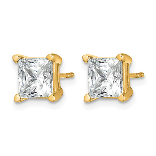14K Yellow Gold 5ct Lab-Grown Diamond Princess Four Prong Stud Earrings, 7.45 mm - EM1018-500-LD - View 2