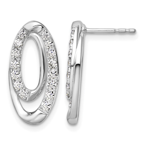 Rhodium-Plated 14K White Gold 0.634ct Lab-Grown Diamond Oval Post Drop Earrings, 18.9 mm