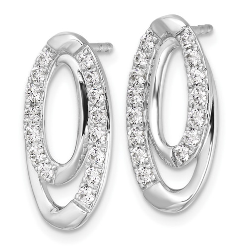 Rhodium-Plated 14K White Gold 0.634ct Lab-Grown Diamond Oval Post Drop Earrings, 18.9 mm - View 2
