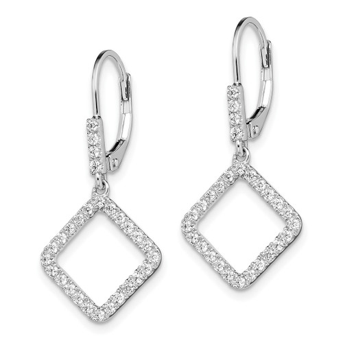Rhodium-Plated 14K White Gold 0.564ct Lab-Grown Diamond Dangle Square Leverback Drop Earrings, 29.6 mm - View 2