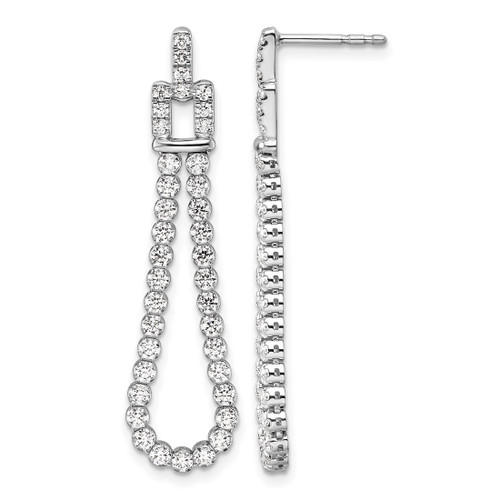 Rhodium-Plated 14K White Gold 1.65ct Lab-Grown Diamond Dangle Loop Post Drop Earrings, 38 mm