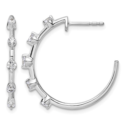 Rhodium-Plated 14K White Gold 0.442ct Lab-Grown Diamond C-Hoop Post Earrings, 24.9 mm