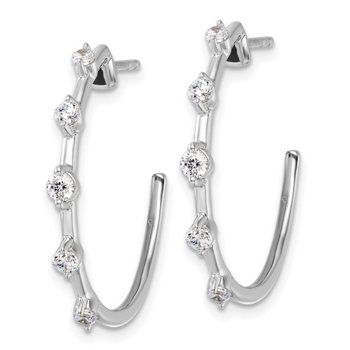 Rhodium-Plated 14K White Gold 0.442ct Lab-Grown Diamond C-Hoop Post Earrings, 24.9 mm - View 2
