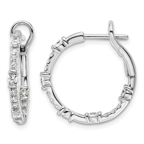 Rhodium-Plated 14K White Gold 0.71ct Lab-Grown Diamond In and Out Hoop Earrings, 23 mm