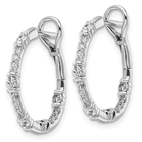 Rhodium-Plated 14K White Gold 0.71ct Lab-Grown Diamond In and Out Hoop Earrings, 23 mm - View 2