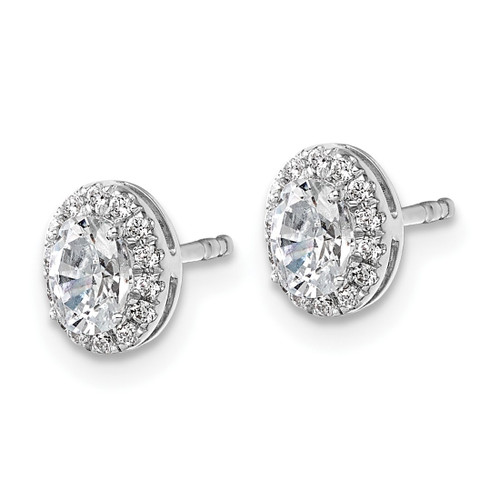 Rhodium-Plated 14K White Gold 0.658ct Lab-Grown Diamond Oval Halo Stud Earrings, 7.1 mm - View 2