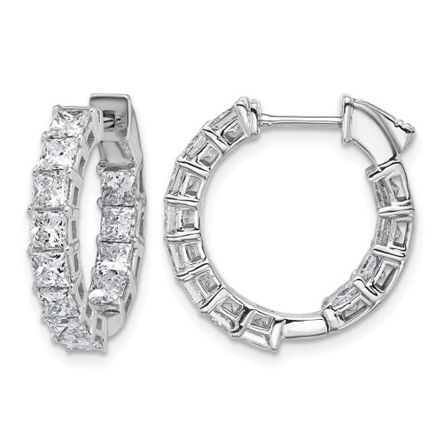 Rhodium-Plated 14K White Gold 4.08ct Lab-Grown Diamond Princess In and Out Hoop Earrings - EM10707-WLG