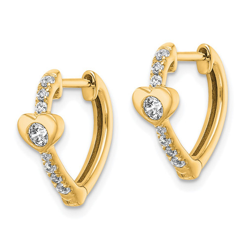 True Origin 14K Yellow Gold 0.344ct Lab-Grown Diamond Heart Hinged Hoop Earrings, 13.5 mm - View 2