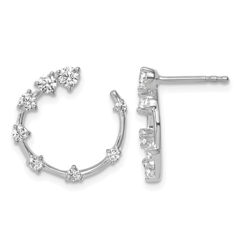 Rhodium-Plated True Origin 14K White Gold 0.614ct Lab-Grown Diamond Circular Stud Earrings, 15.3 mm