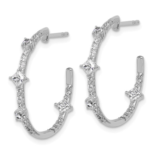 Rhodium-Plated True Origin 14K White Gold 0.984ct Lab-Grown Diamond J-Hoop Earrings, 23.8 mm - View 2