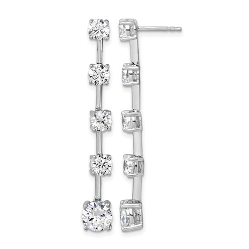 Rhodium-Plated True Origin 14K White Gold 4.96ct Lab-Grown Diamond Round Post Graduated Dangle Earrings, 46.59 mm