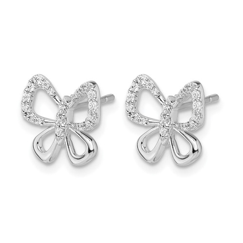 Rhodium-Plated 14K White Gold 0.16ct Lab-Grown Diamond Butterfly Stud Earrings, 9.6 mm - View 2