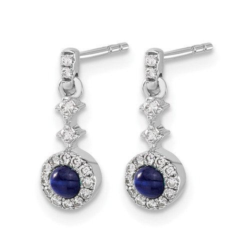Rhodium-Plated 14K White Gold 0.152ct Lab-Grown Diamond and Cabochon Lab-Created Sapphire Dangle Earrings, 14.47 mm - View 2