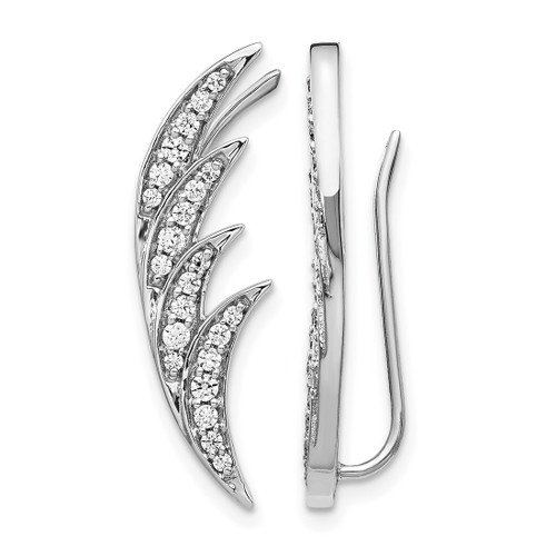 Rhodium-Plated 14K White Gold 0.504ct Lab-Grown Diamond Ear Climbers, 26.6 mm