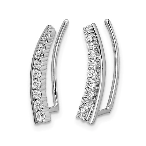 Rhodium-Plated 14K White Gold 0.322ct Lab-Grown Diamond Ear Climber Earrings, 18 mm - View 2