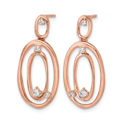 14K Rose Gold 0.194ct Diamond Oval Dangle Earrings, 26 mm - View 2
