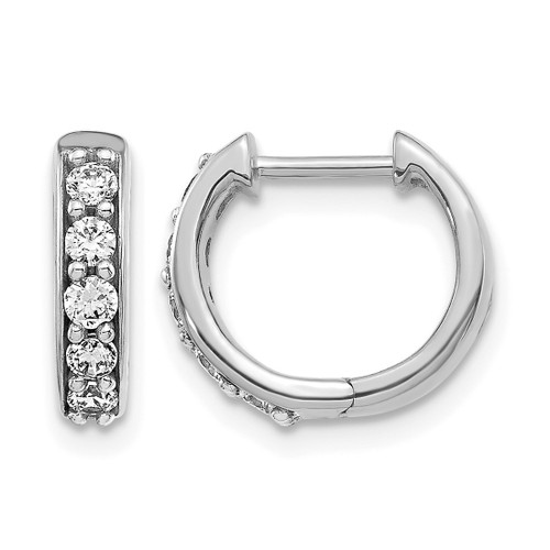 Rhodium-Plated 14K White Gold 0.35ct Lab-Grown Diamond Hinged Hoop Earrings, 11 mm