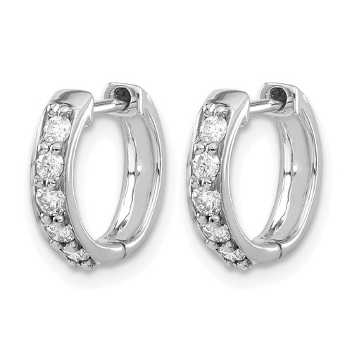 Rhodium-Plated 14K White Gold 0.35ct Lab-Grown Diamond Hinged Hoop Earrings, 11 mm - View 2