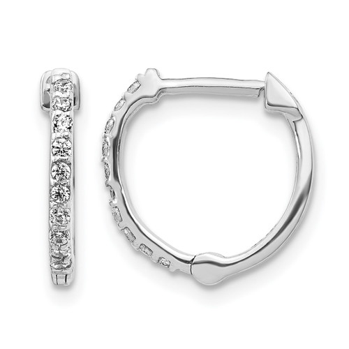 Rhodium-Plated 14K White Gold 0.2ct Lab-Grown Diamond Hinged Hoop Earrings, 13 mm