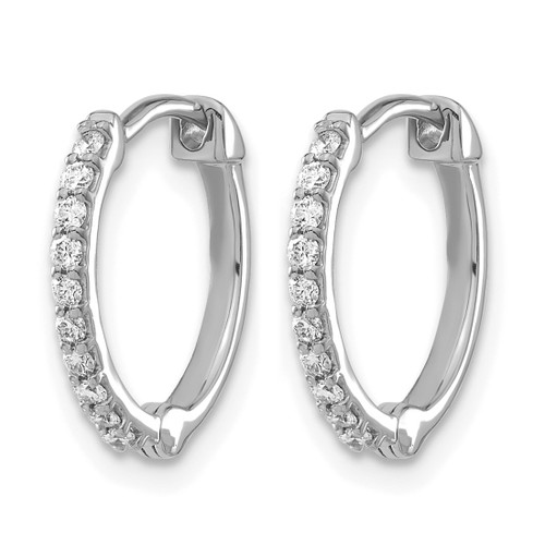Rhodium-Plated 14K White Gold 0.2ct Lab-Grown Diamond Hinged Hoop Earrings, 13 mm - View 2