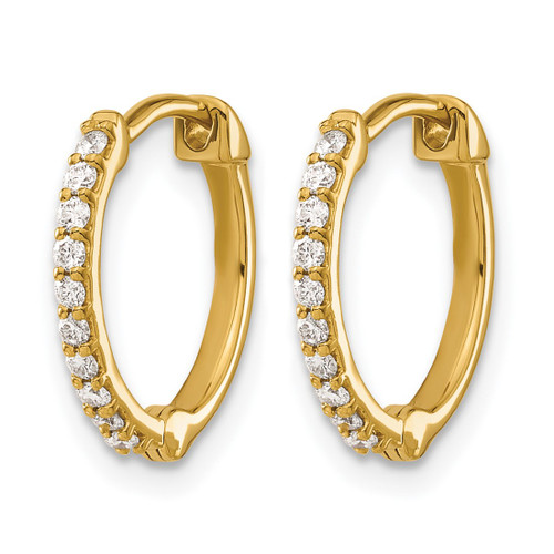 14K Yellow Gold 0.2ct Lab-Grown Diamond Hinged Hoop Earrings, 13 mm - View 2