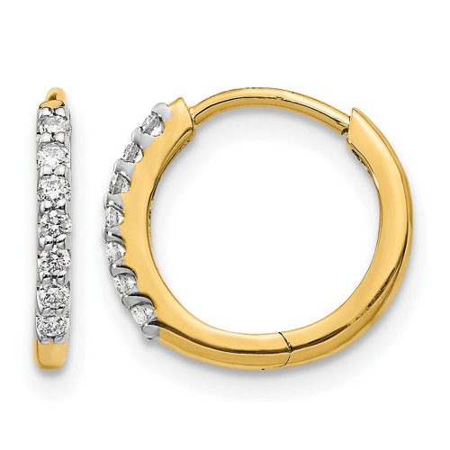 14K Yellow Gold 0.14ct Lab-Grown Diamond Hinged Hoop Earrings, 12 mm
