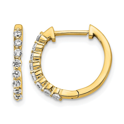 14K Yellow Gold 0.32ct Lab-Grown Diamond Hinged Hoop Earrings, 15 mm