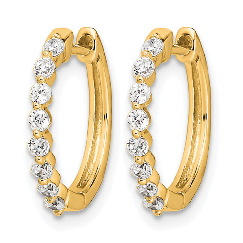 14K Yellow Gold 0.32ct Lab-Grown Diamond Hinged Hoop Earrings, 15 mm - View 2