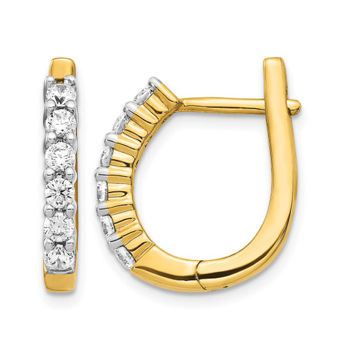 14K Yellow Gold 0.75ct Lab-Grown Diamond Hinged Hoop Earrings, 18.6 mm