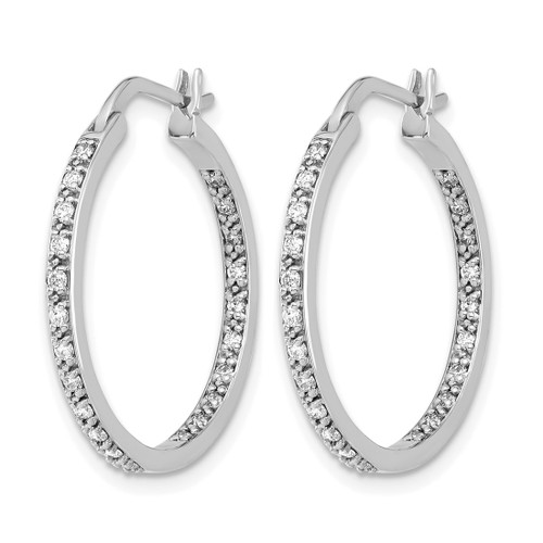 Rhodium-Plated 14K White Gold 0.488ct Lab-Grown Diamond In and Out Hoop Earrings, 24.75 mm - View 2
