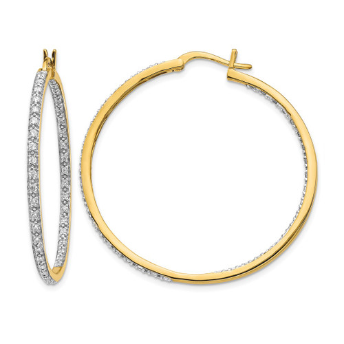 14K Yellow Gold 0.908ct Lab-Grown Diamond In and Out Hoop Earrings, 41.75 mm