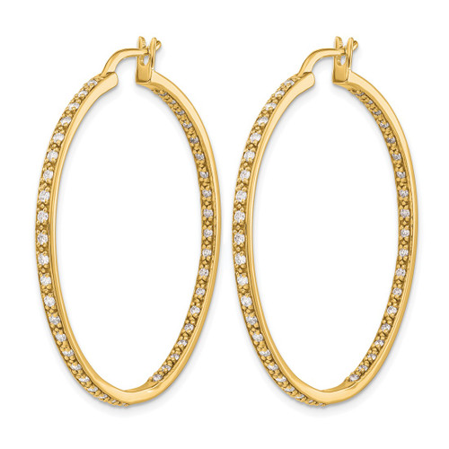14K Yellow Gold 0.908ct Lab-Grown Diamond In and Out Hoop Earrings, 41.75 mm - View 2