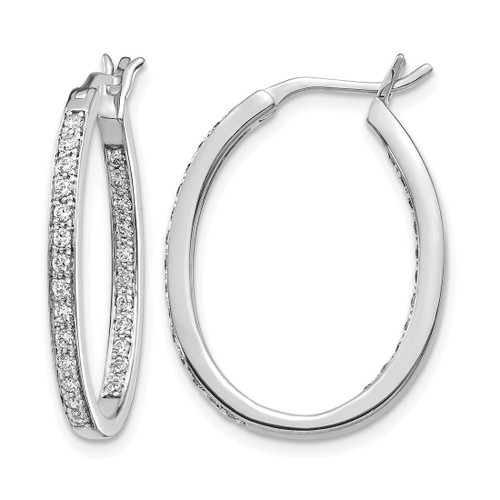 Rhodium-Plated 14K White Gold 0.5ct Lab-Grown Diamond In and Out Hoop Earrings, 26.8 mm