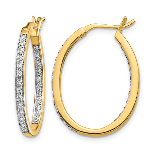 14K Yellow Gold 0.5ct Lab-Grown Diamond In and Out Hoop Earrings, 26.8 mm
