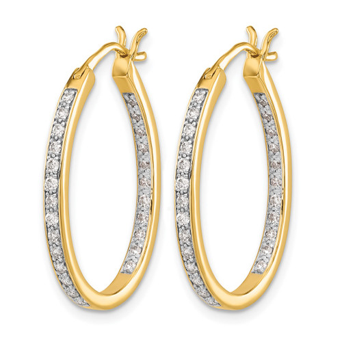 14K Yellow Gold 0.5ct Lab-Grown Diamond In and Out Hoop Earrings, 26.8 mm - View 2