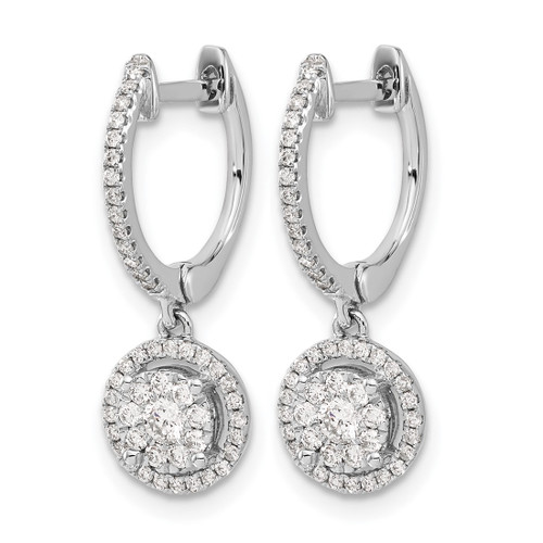 Rhodium-Plated 14K White Gold 0.492ct Lab-Grown Diamond Halo Hinged Hoop Drop Earrings, 22.8 mm - View 2