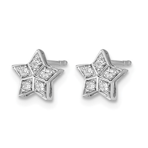Rhodium-Plated 14K White Gold 0.1ct Lab-Grown Diamond Star Stud Earrings, 8.05 mm - View 2