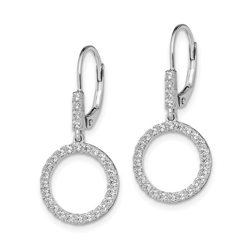 Rhodium-Plated 14K White Gold 0.564ct Lab-Grown Diamond Dangle Circle Leverback Drop Earrings, 30.6 mm - View 2